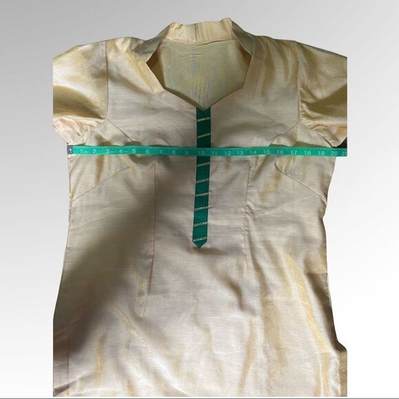 Indian/Punjabi Gold With Green Salwar Kameez 3pc Suit - Picture 8 of 11